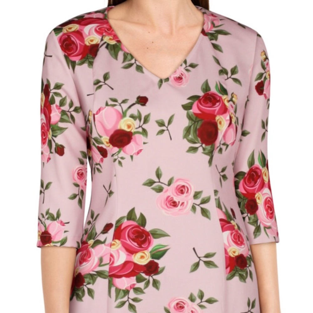Vintage Rose Pencil Dress Pale Pink floral New - Picture 11 of 11